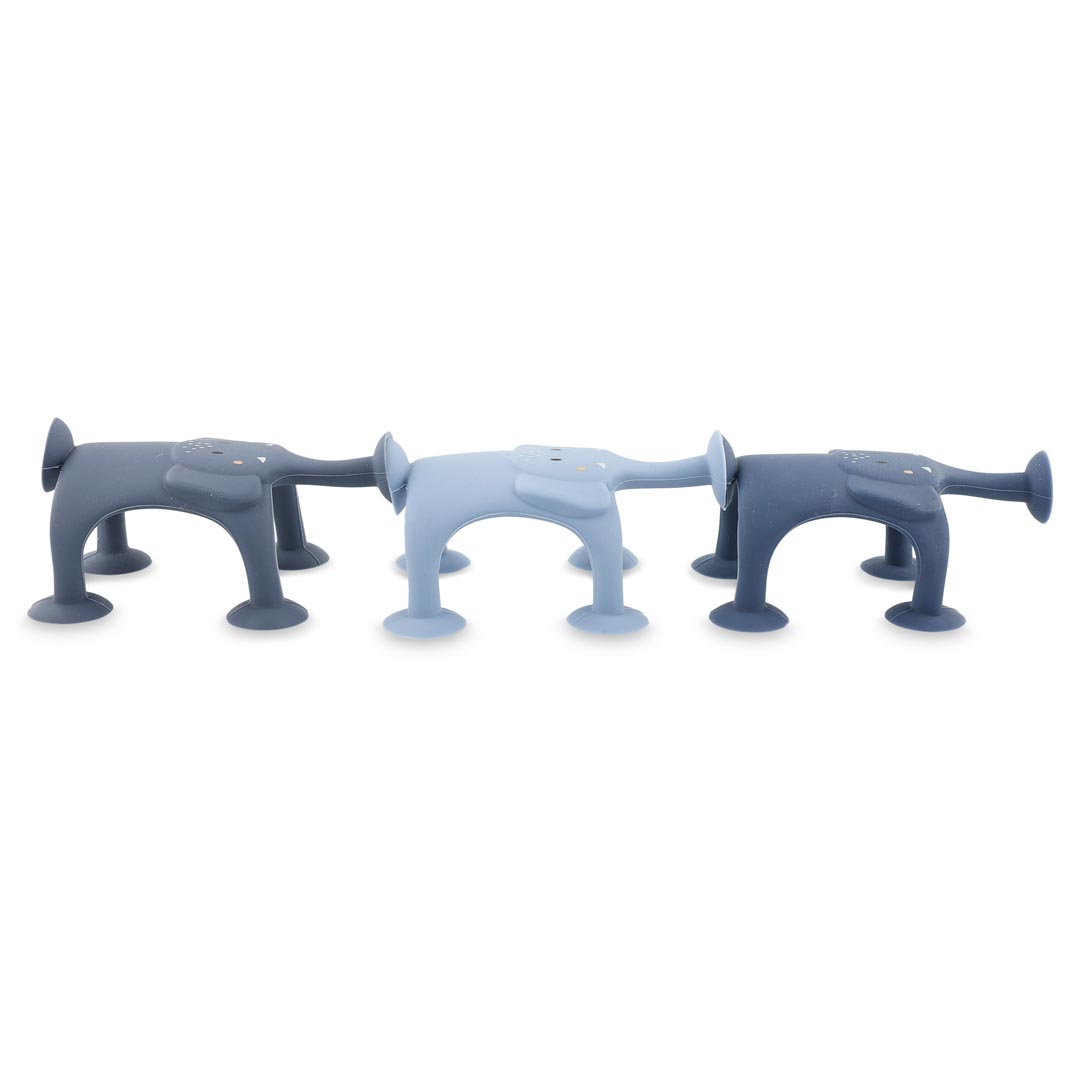 Dierenspel met zuignappen 3 stuks - Mrs. Elephant familie blauw